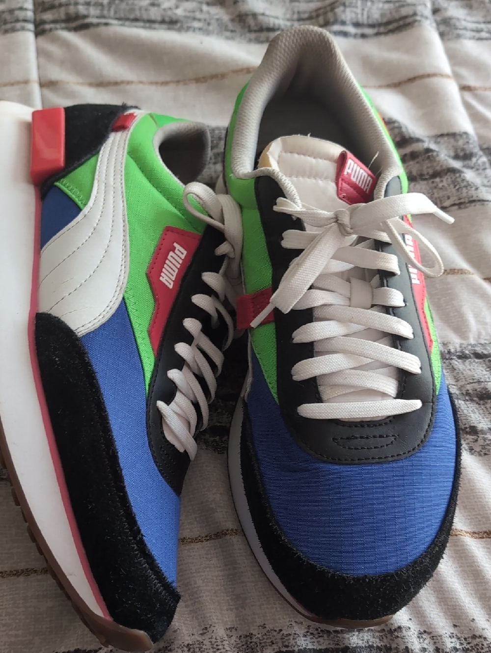 Puma Colorblock Low-Top Sneakers - Blue, Green & White